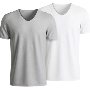 Camiseta Lupo Branca/Cinza C/2 P Gola V