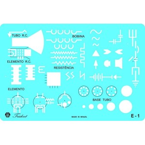Gabarito Alta e Baixa Tensão - Simbologia Eletroeletrônica, Trident, Acrílico Azulado