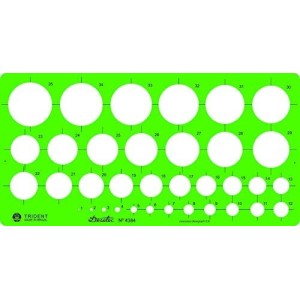 Gabarito Desetec Circulografo em Milímetros, 35 Círculos de 1 a 35 mm, 4384