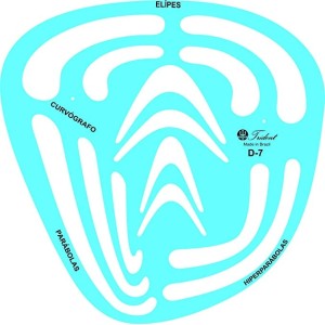 Gabarito Curvígrafo Combinado para a Projeção de Curvas, Elipses, Parábolas e Hiperparábolas, Trident, Acrílico