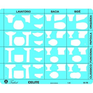 Gabarito de Sanitários com Perfis Visto de Frente, de Cima e de Lado, A-14 Trident