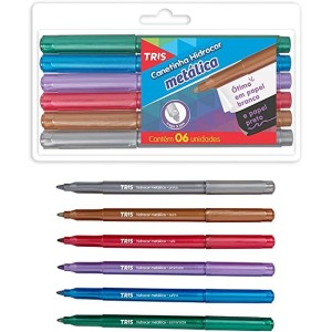 Hidrocor Ponta Fina - Tons Metálicos - Colorido (6 Cores)