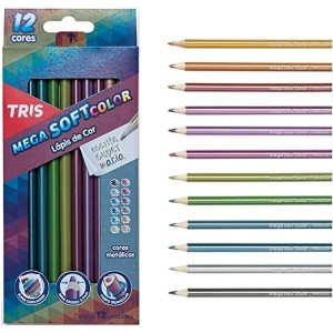 Lapis De Cor 12 Cores Tons Metálicos