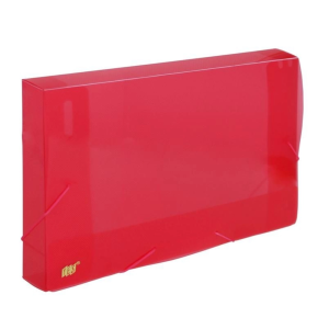 Pasta Com Aba Elástico Ofício Lombo 30mm - Transparente Vermelha