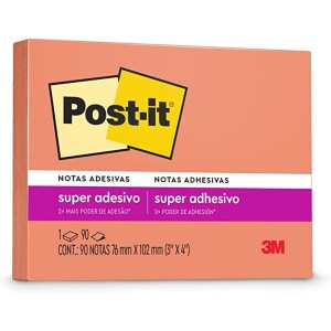 Bloco de Notas Adesivas, 76 mm x 102 mm, 90 folhas - Damasco