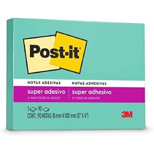 Bloco de Notas Super Adesivas Post-it Azul Aqua 76 mm x 102 mm - 90 folhas