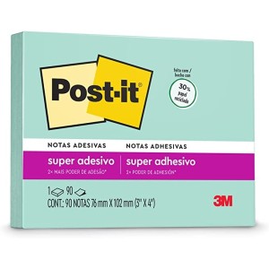 Bloco de Notas Super Adesivas Post-it Menta 76 mm x 102 mm - 90 folhas
