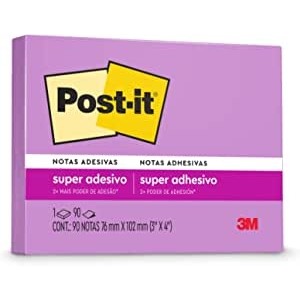 Post-it 3M, Post-It, Bloco de Notas Adesivas, 76 mm x 102 mm, 90 folhas - Roxo