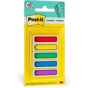 Marcador de Página Adesivo, Post-it® Flags Setas, 5 Cores Sortidas, 11,9 mm x 43,2 mm, 100 folhas