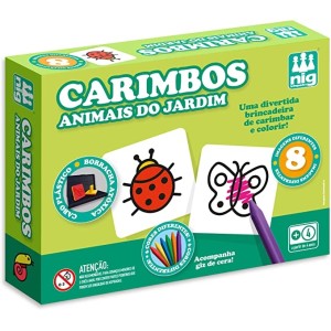Kit de Carimbo Animais do Jardim com 8 Peças, Nig Brinquedos