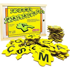 Alfabeto Móvel Quebra Cabeça Infantil Madeira Forme Palavras Carimbras