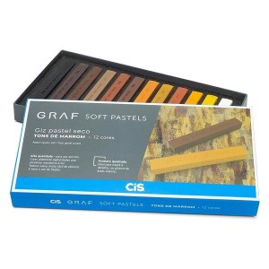 Giz Pastel Seco Graf Soft Pastel Tons de Marrom 12 cores Cis