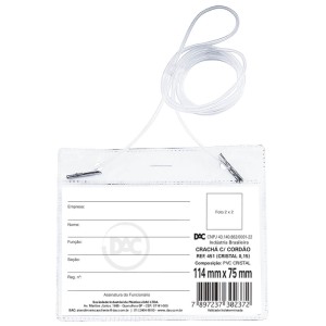 Crachá Horizontal com Cordão 11,4 x 7,5 cm DAC 451