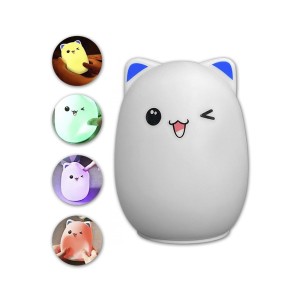 Luminária Silicone Gatinho com Led 8 Cores Mania de Sticker