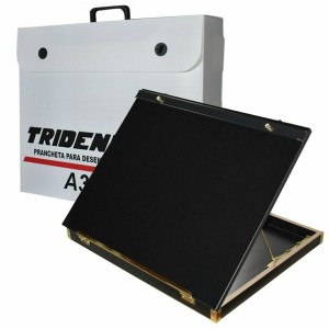 Prancheta Artística Formato A3 Luxo Black Piano com Predendor de Papel e Suporte Metálico Trident
