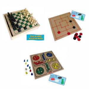 Jogo 4 em 1 - Xadrez Dama Trilha e Ludo Ref 0246 Carimbras