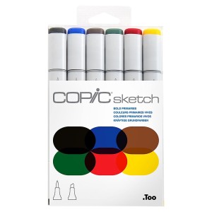 Marcador Artístico Bold Primaries com 6 Cores Copic Sketch