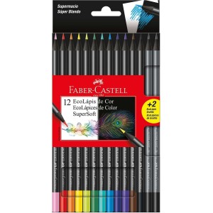 Lápis de Cor EcoLápis SuperSoft 12 Cores e 2 EcoLápis Grafite Faber-Castell